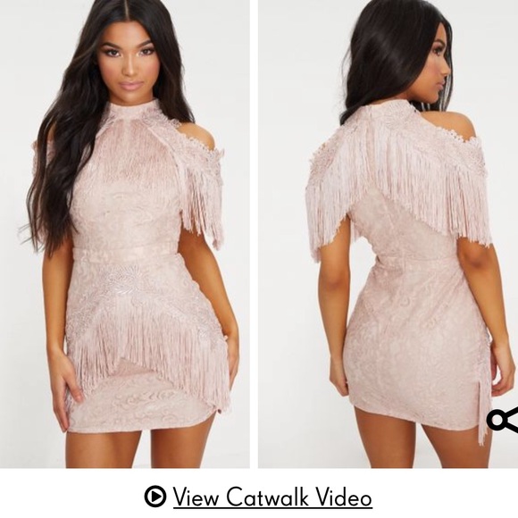 pretty little thing pink tassel dress